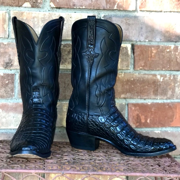 LUCCHESE Handmade Croccodile & Calfskin Cowboy Boots Size 10 D - Picture 3 of 9